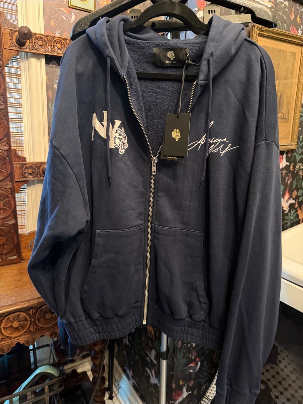 NY Darc Sport Navy Zip-Up Hoodie with White Logo